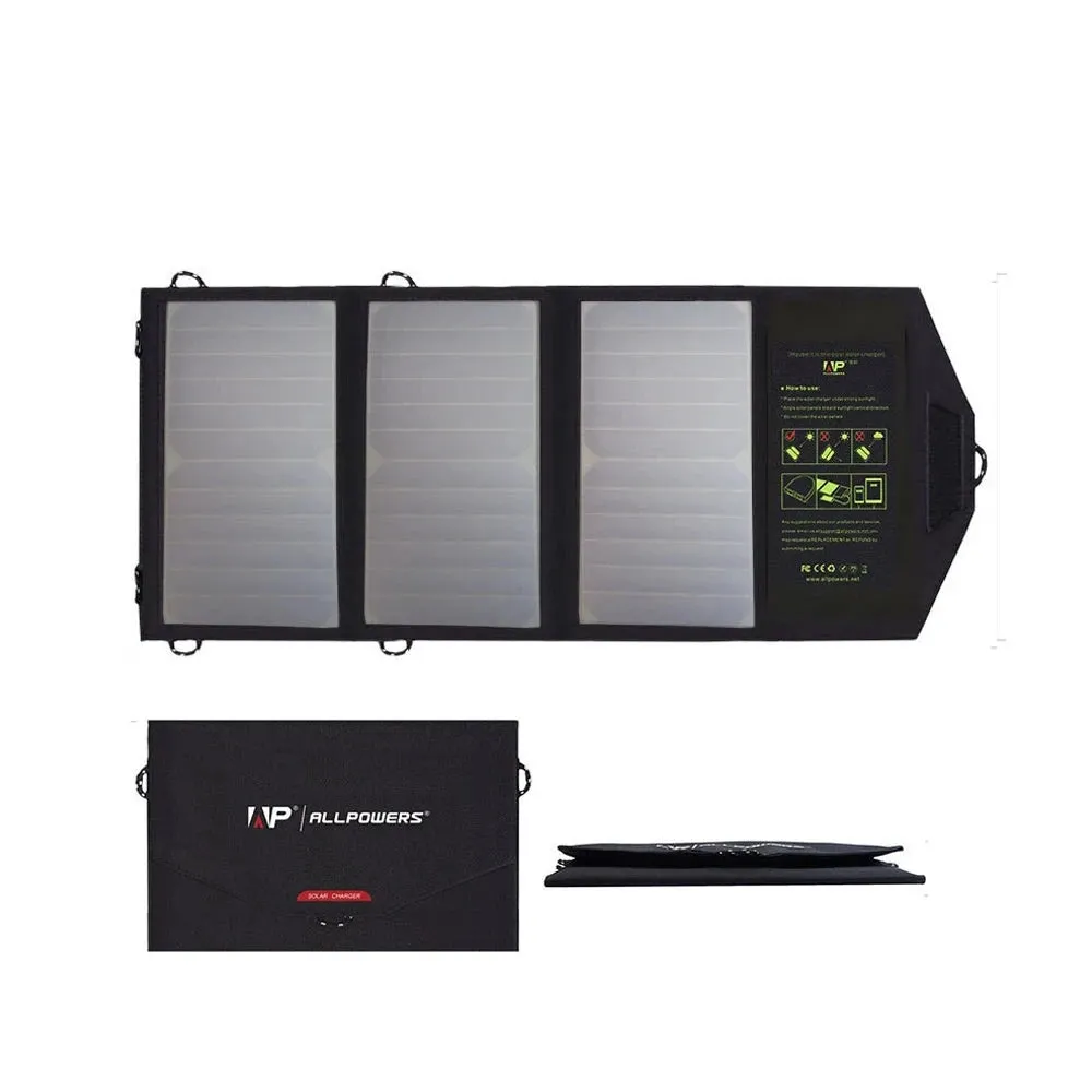 21W Foldable Solar Phone Charger - High Efficiency Portable Solar Battery with 10000mAh Built-in Battery