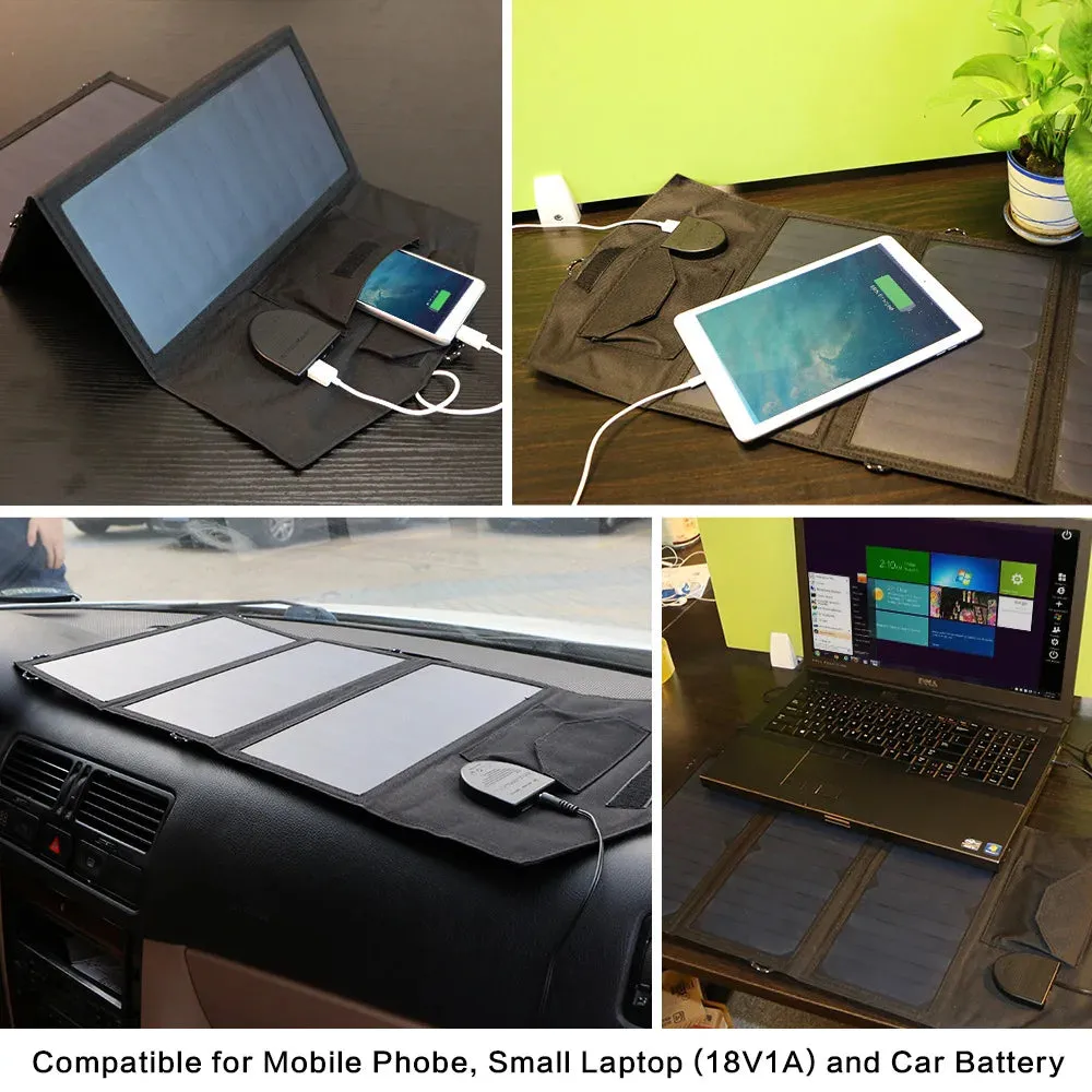 21W Foldable Solar Phone Charger - High Efficiency Portable Solar Battery with 10000mAh Built-in Battery