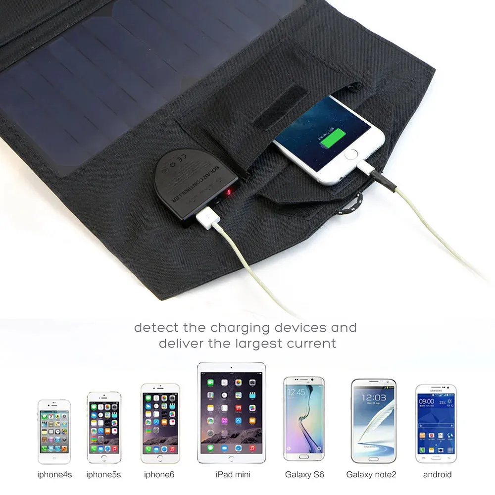 21W Foldable Solar Phone Charger - High Efficiency Portable Solar Battery with 10000mAh Built-in Battery