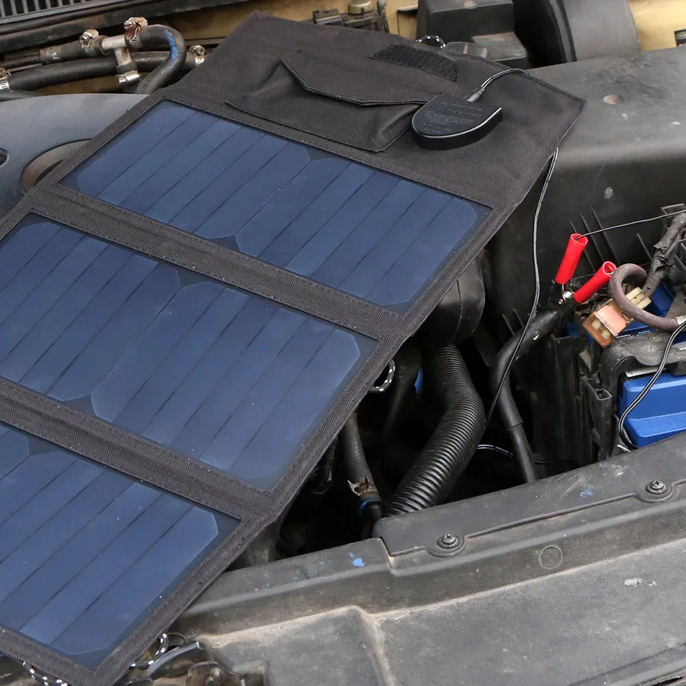 21W Foldable Solar Phone Charger - High Efficiency Portable Solar Battery with 10000mAh Built-in Battery
