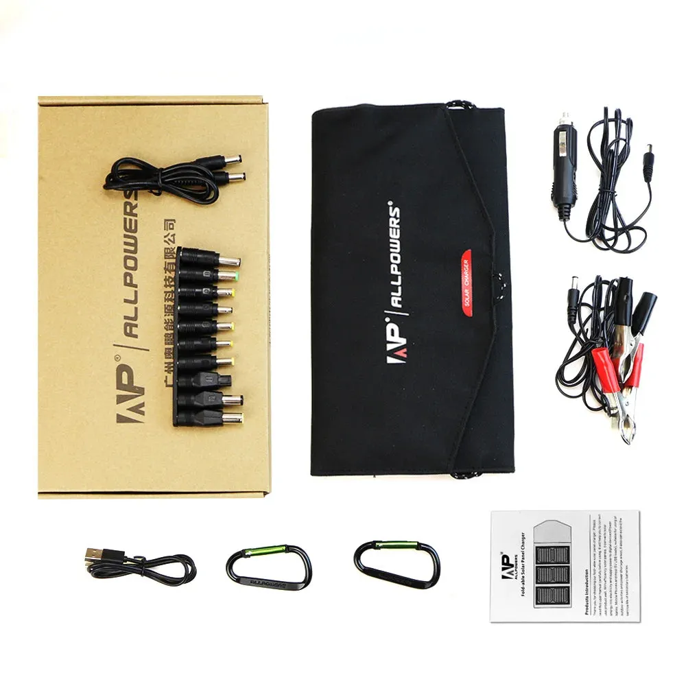 21W Foldable Solar Phone Charger - High Efficiency Portable Solar Battery with 10000mAh Built-in Battery