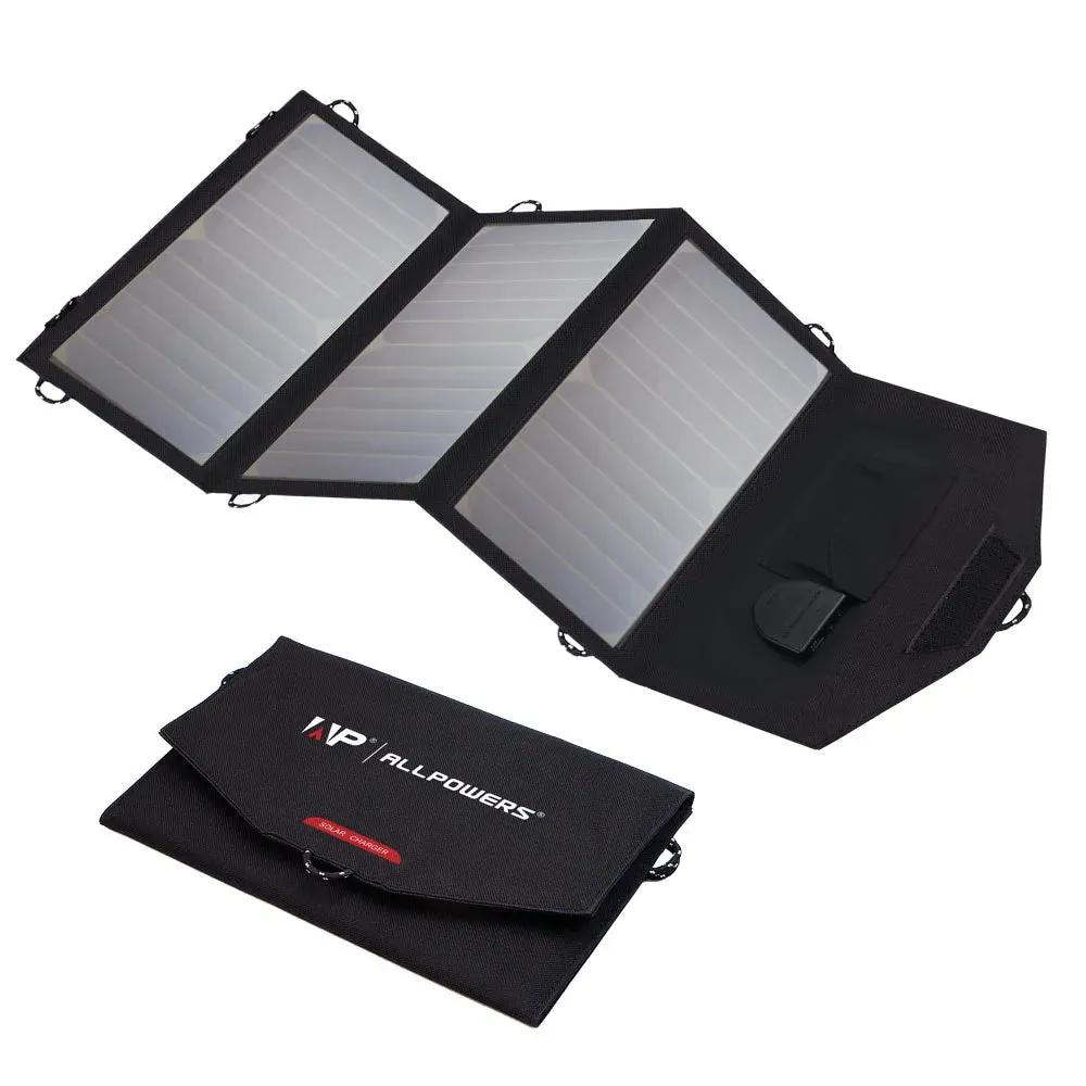 21W Foldable Solar Phone Charger - High Efficiency Portable Solar Battery with 10000mAh Built-in Battery
