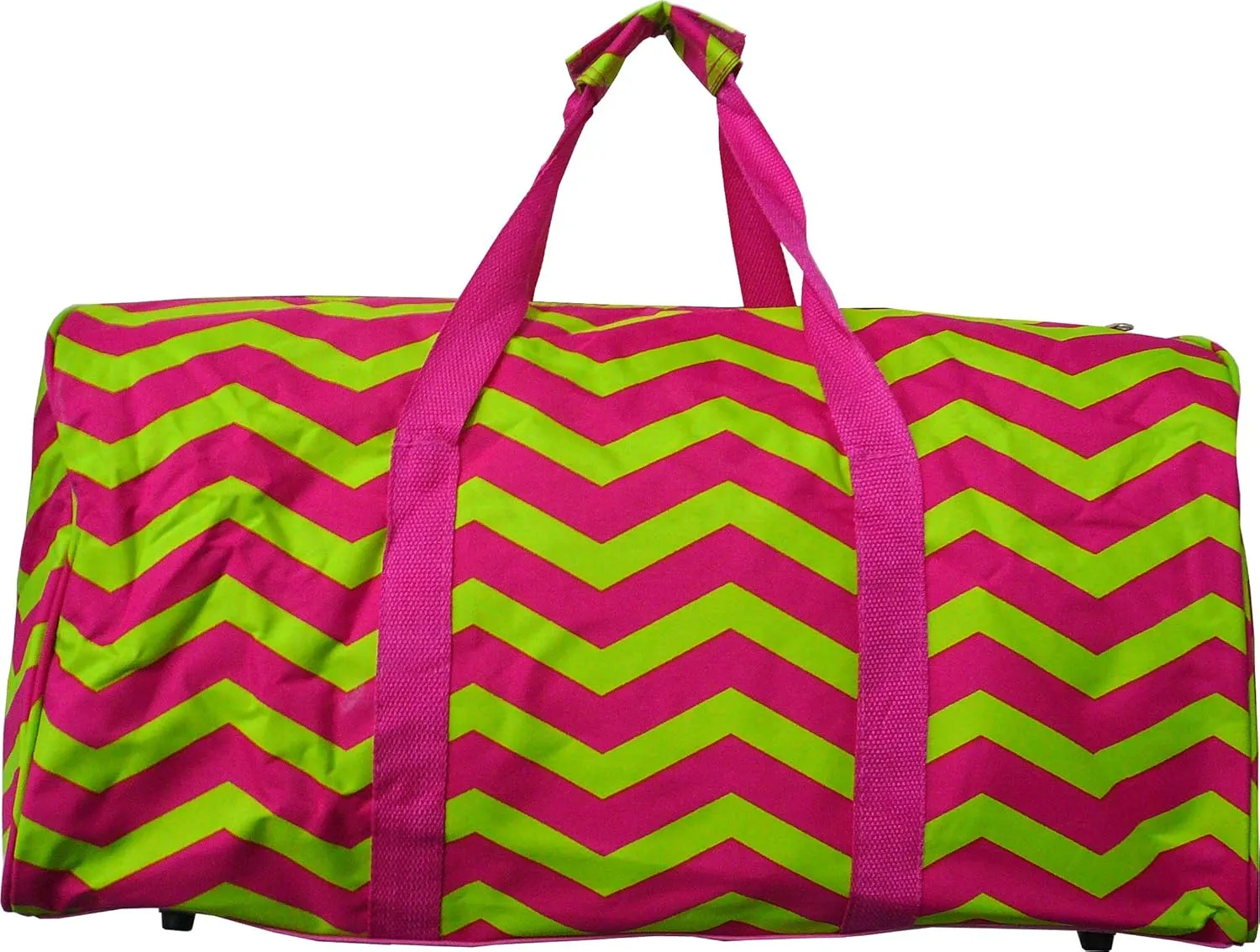 22 Inch Carry On Duffel Bag | Gym or Dance Bag by Unique Traveler (Chevron-Pink and Green)