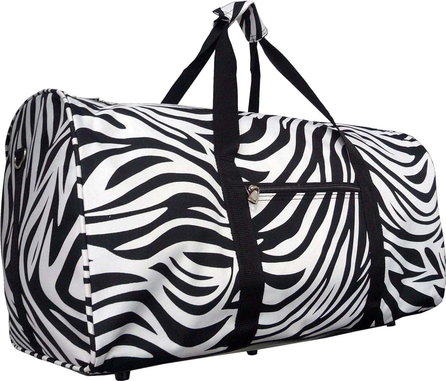 22 Inch Carry On Duffel Bag | Gym or Dance Bag by Unique Traveler (Zebra Print-Black Trim)