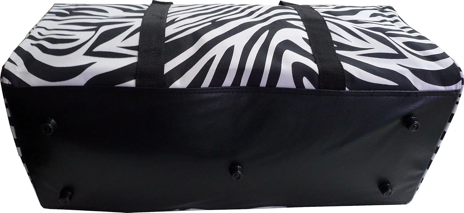 22 Inch Carry On Duffel Bag | Gym or Dance Bag by Unique Traveler (Zebra Print-Black Trim)
