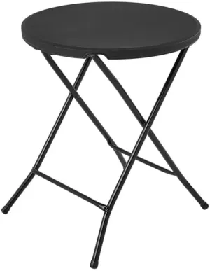 24 Inch Round Folding Bistro Table, Camping Folding Table Black