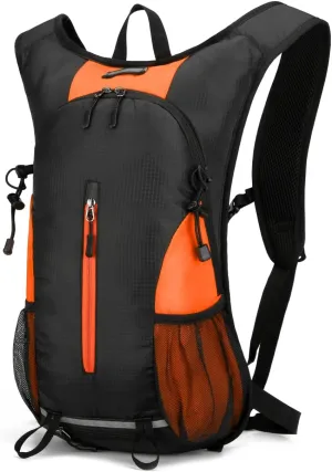 25L Ultralight Lightweight Waterproof HikingBackpack Foldable Travel Camping Hiking Outdoor Sports Backpack Daypack with reflective strips (Black Orange)