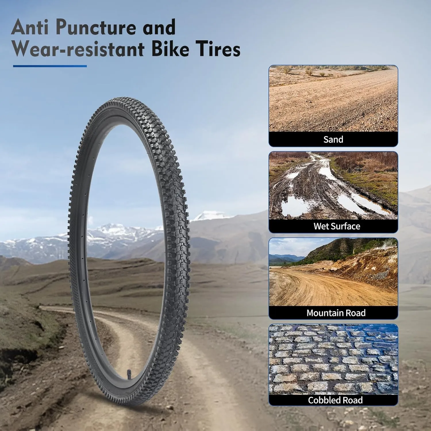 26x1.95/24x1.95 Bike Tire,HUIOK Folding Replacement Bike Tires,Cushioned and Comfortable MTB Bicycle tire,Rubber Tires for Hard Roads, Muddy