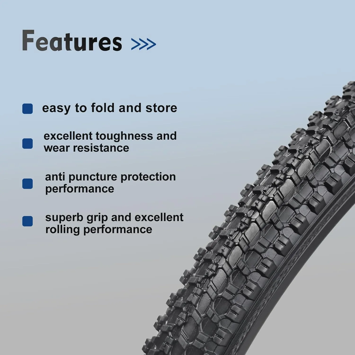 26x1.95/24x1.95 Bike Tire,HUIOK Folding Replacement Bike Tires,Cushioned and Comfortable MTB Bicycle tire,Rubber Tires for Hard Roads, Muddy