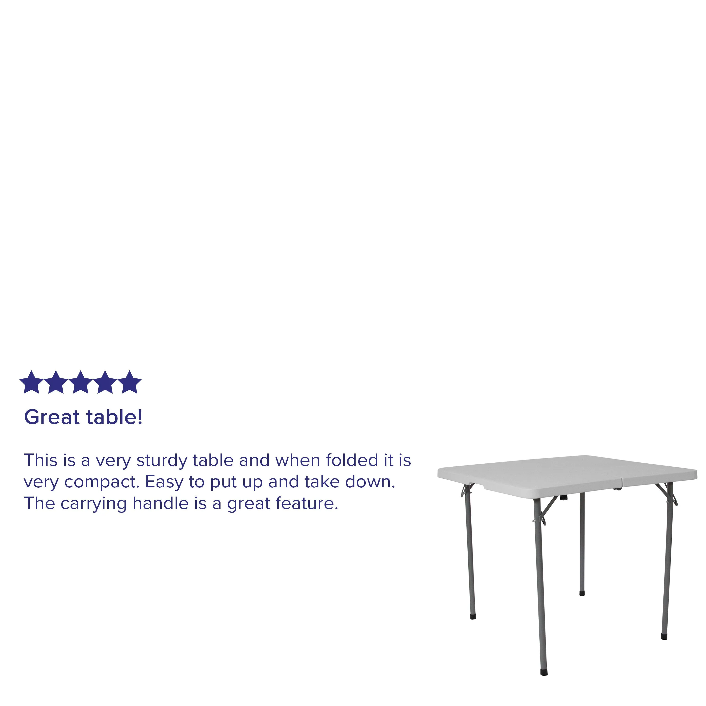 2.79-Foot Square Bi-Fold Plastic Folding Table with Carrying Handle