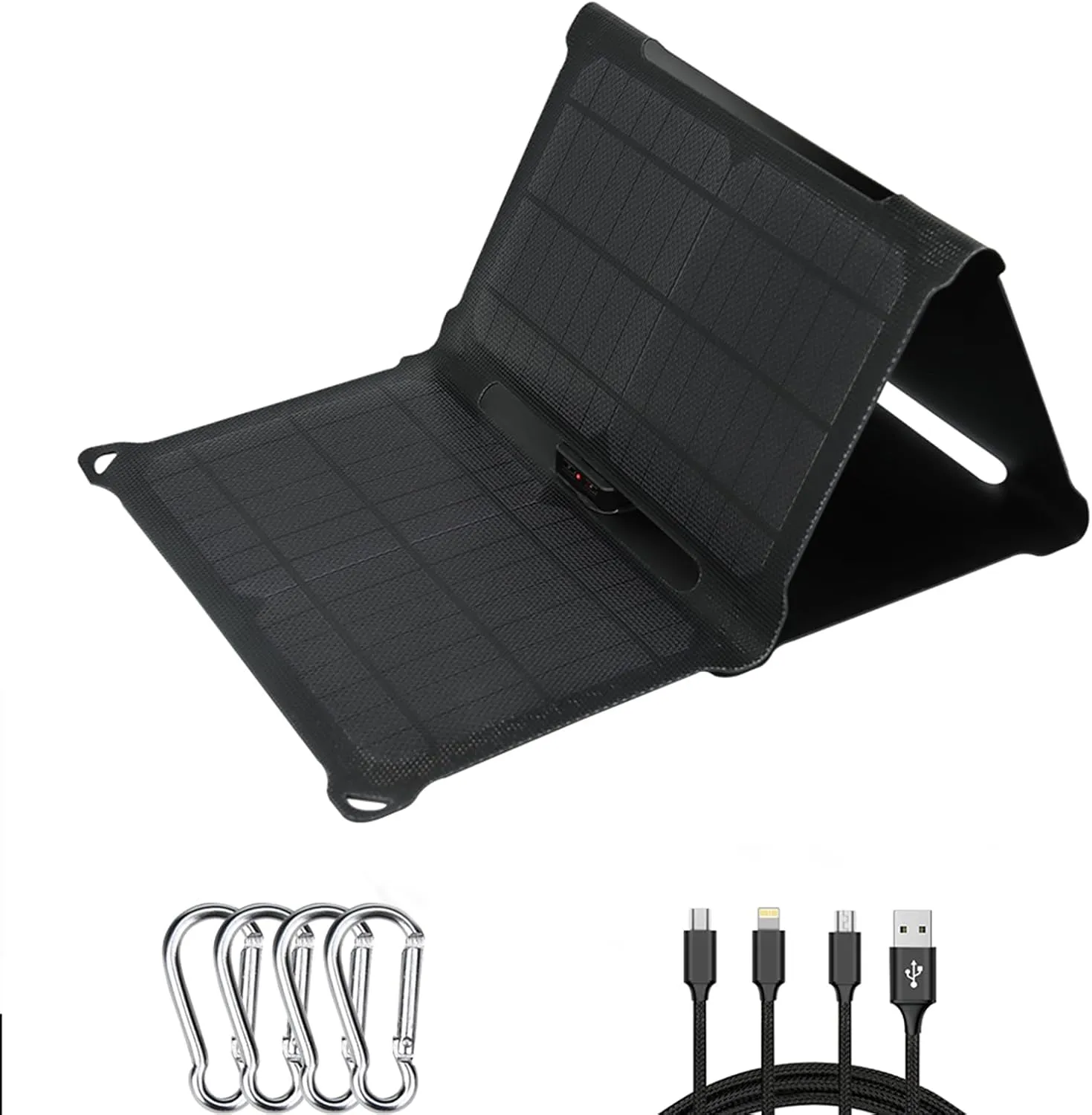 28W Portable Solar Panel Charger, ETFE Solar Phone Charger with 2 USB Ports, IP67 Waterproof Fast Charging Compatible with Cell Phone, Power Banks, Tablets
