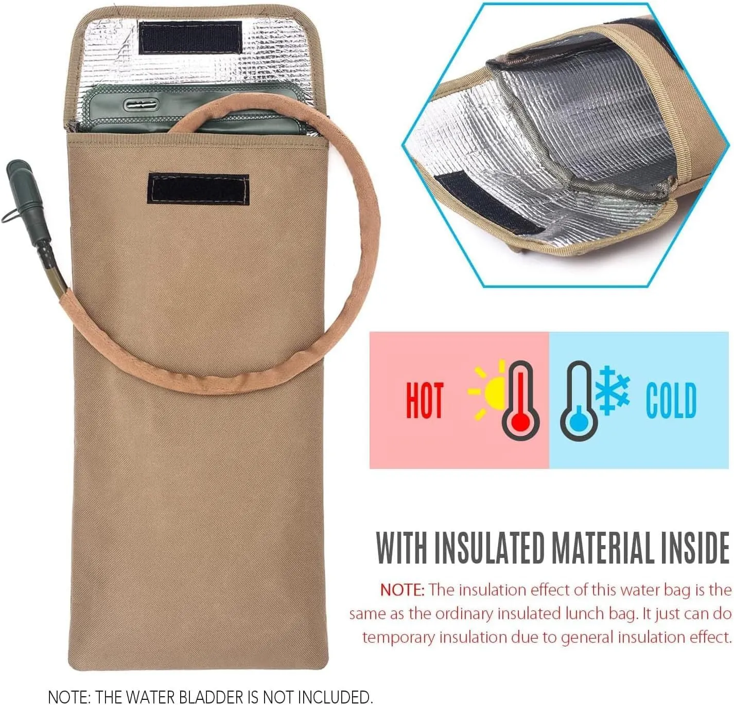 2PCS Hydration Bladder, Hydration Bladder Insulation Bag, Water Bag 2-2.5L Water Bladder Reservoir Insulation Thermal Pouch Bag for Outdoor Hiking Camping