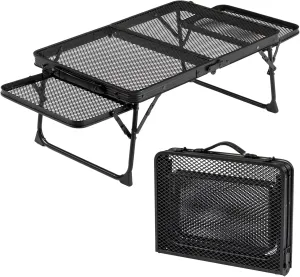 3 ft Folding Grill Table, Portable Grill Stand Table, Folding Camping Table Adjutable Height Aluminum Camp Table Organizer Lightweight Portable Table for Outdoor Picnic Beach Cooking Backyards BBQ