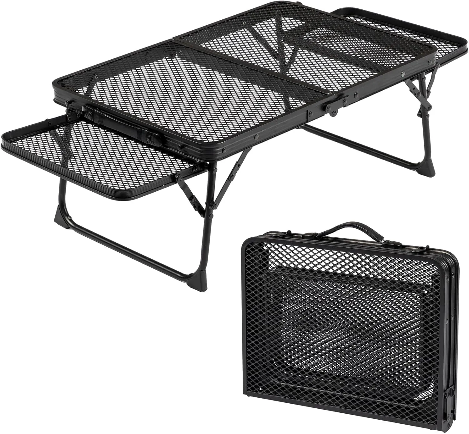 3 ft Folding Grill Table, Portable Grill Stand Table, Folding Camping Table Adjutable Height Aluminum Camp Table Organizer Lightweight Portable Table for Outdoor Picnic Beach Cooking Backyards BBQ