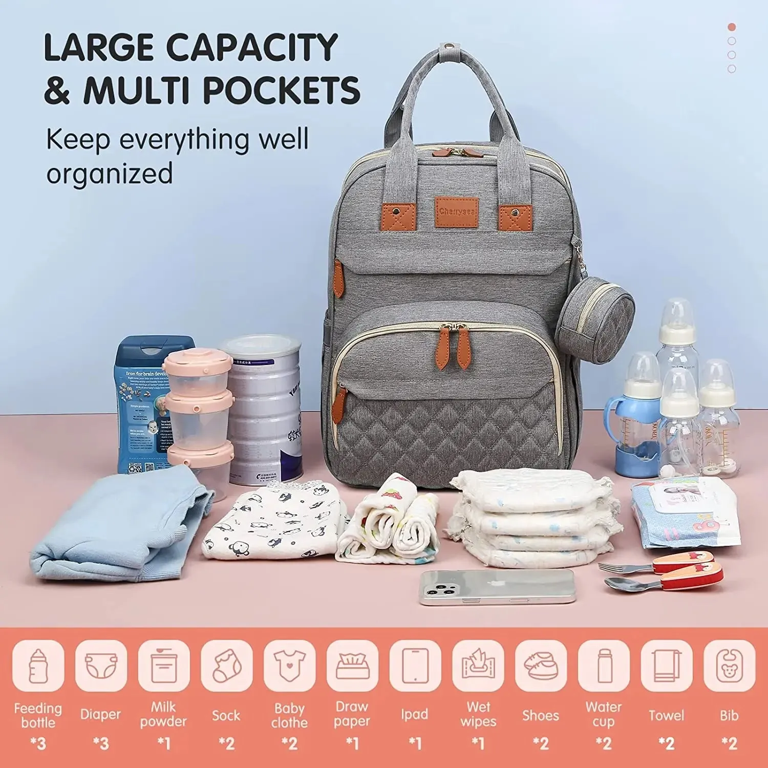 3 In 1 Diaper Bag Backpack Foldable Baby Bed Waterproof Travel Bag with USB Charge and Changing Bed