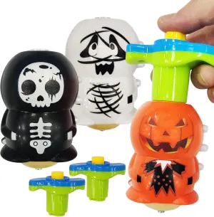 3 Pack Halloween Light Up Spinning Tops Toys for Kids, 3 Halloween Theme Design Pumpkin Mummy Death for Party Favors Gifts, Goodie Bag Fillers, Toys for Trick Or Treat