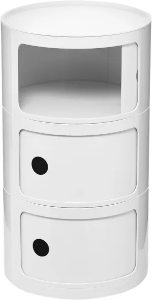 3 Tier Rounded Cabinet, Round Nightstand Detachable End Table with Storage Lightweight Side Table, Round End Table with Storage for Living Room Bedroom Bathroom Kitchen (White)