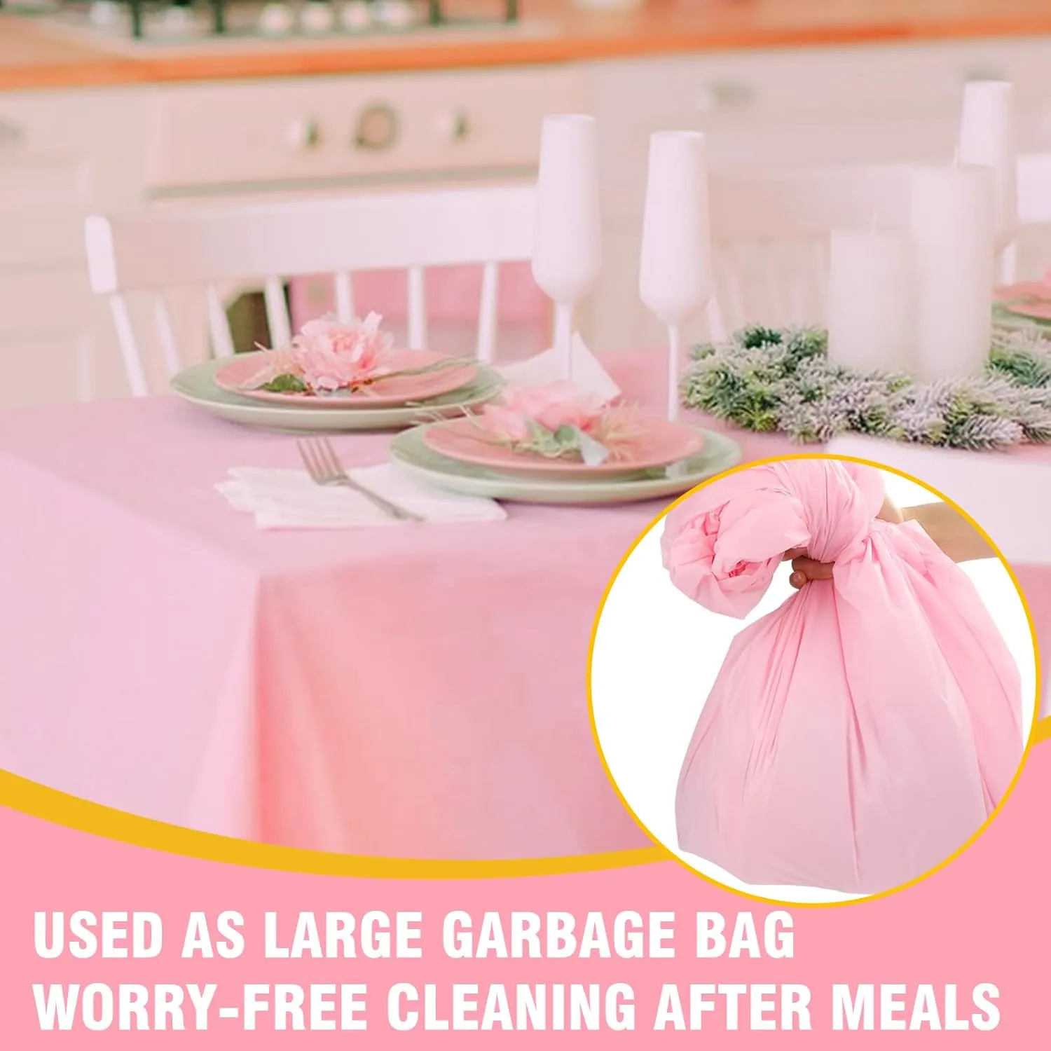 30 Pack Pink Plastic Table Cloths Disposable，54 x 108 Inches Plastic Table Cover for Rectangle Tables，Disposable Tablecloth for Dinning，Parties，BBQ，Wedding，Outdoor