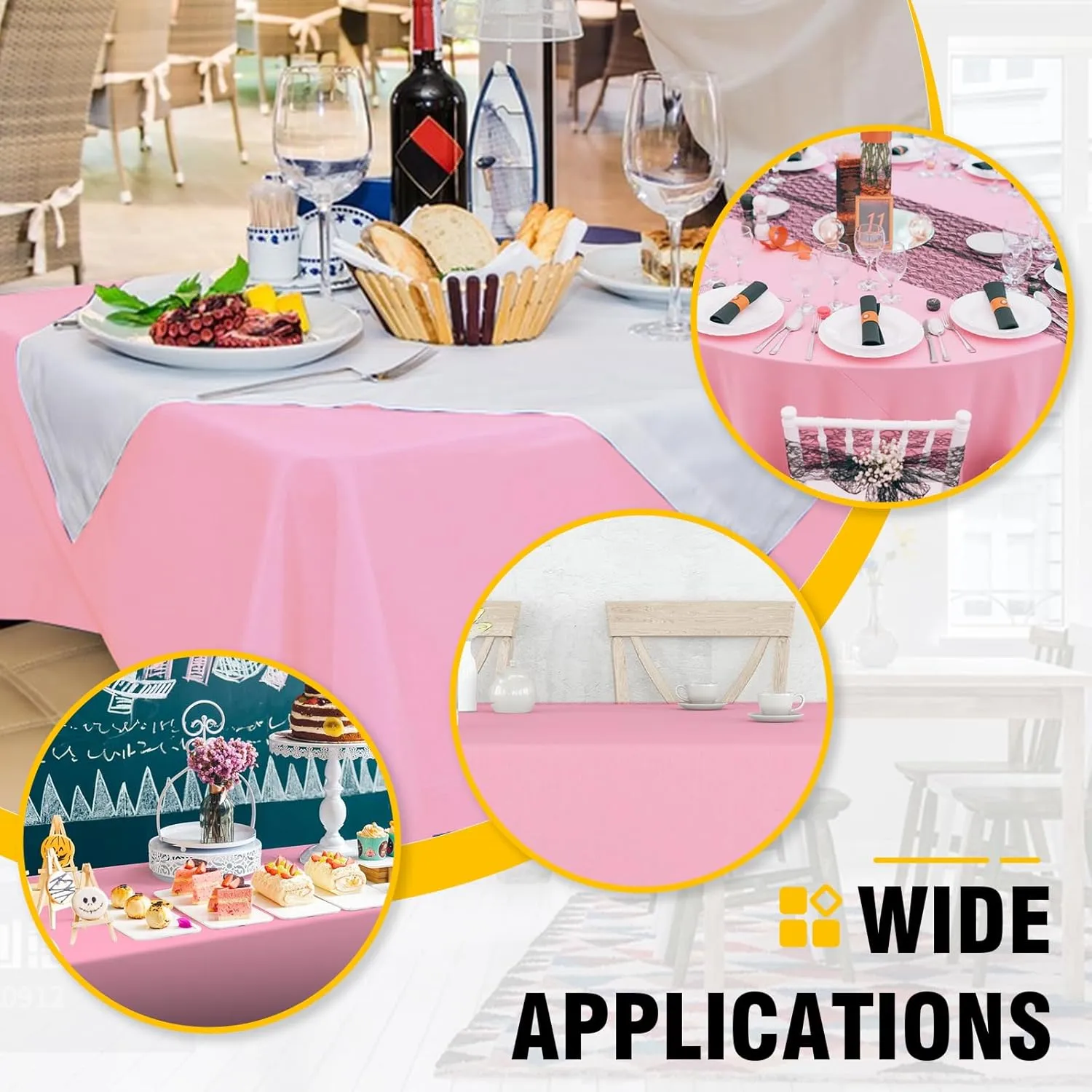 30 Pack Pink Plastic Table Cloths Disposable，54 x 108 Inches Plastic Table Cover for Rectangle Tables，Disposable Tablecloth for Dinning，Parties，BBQ，Wedding，Outdoor