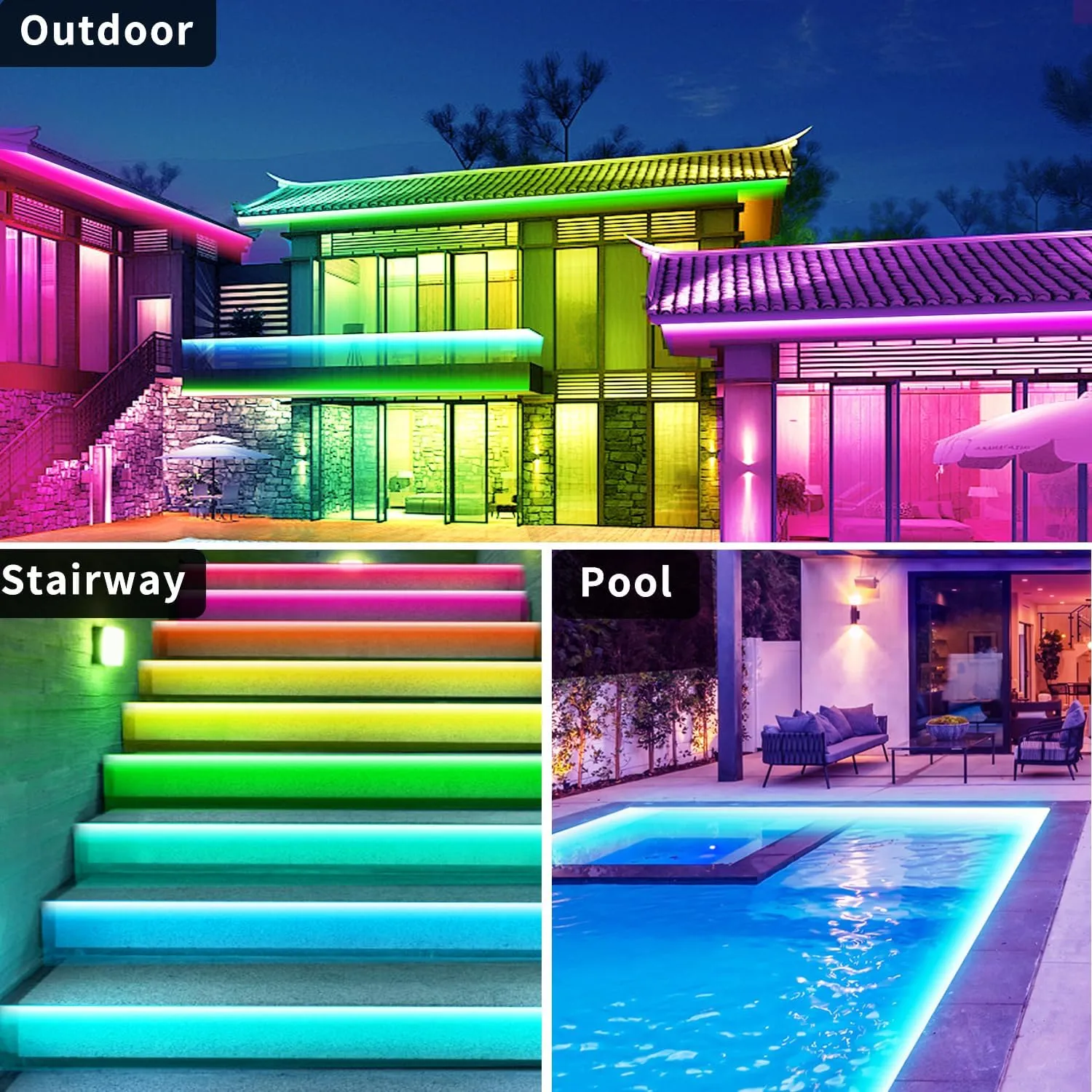 300 ft Outdoor LED Strip Lights Waterproof,IP68 Waterproof LED Light Strips with Remote,App Control Music Sync RGB Outdoor LED Rope Lights,LED Lights for Bedroom,Roof,Deck,（2 Rolls of 150ft）
