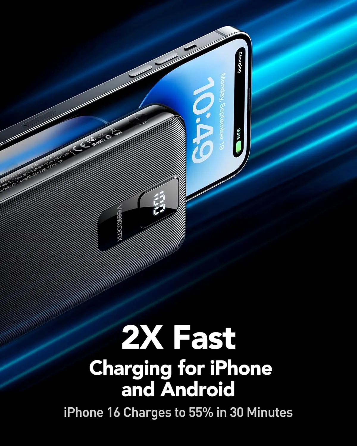30000mAh Portable Charger LED Display Power Bank Fast Charging QC 3.0& PD External Battery Pack USB C Cell Phone Charger Compatible with iPhone 16/15/14/13 Pro Series Steam Samsung Galaxy iPad Tablet