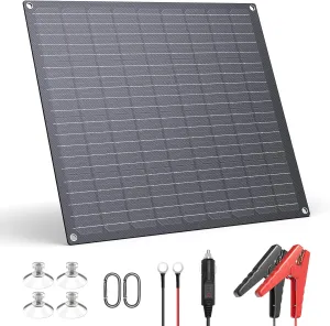 30W 12V Solar Battery Charger,12V Solar Battery Maintainer Trickle Charger with Built-in Intelligent Charge Controller,IP68 Waterproof for Car Boat Marine RV Trailer Motorcycle