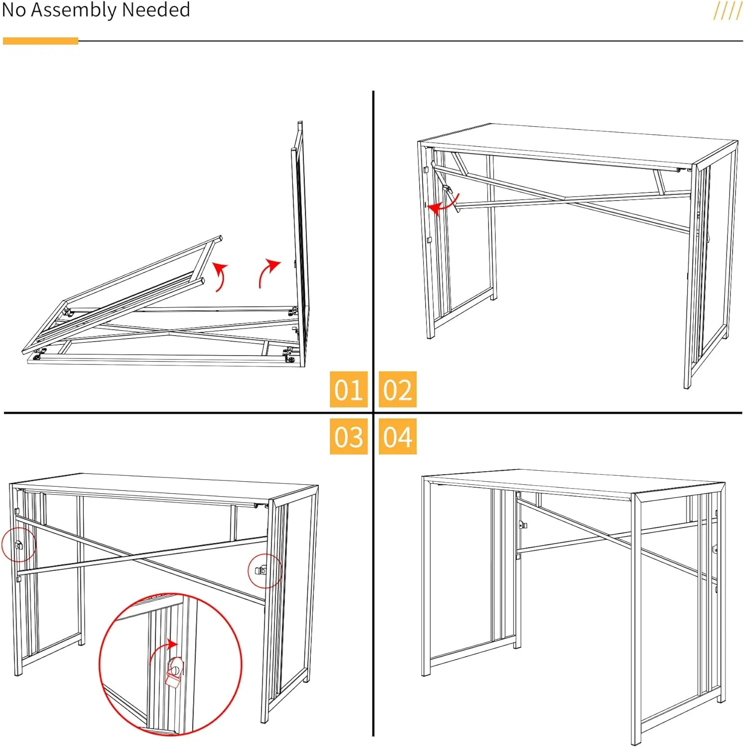 32 inch Small Folding Desk, Writing Gaming Computer Camping Desk for Small Spaces, No Assembly Required Home Office Desk, Natural and White