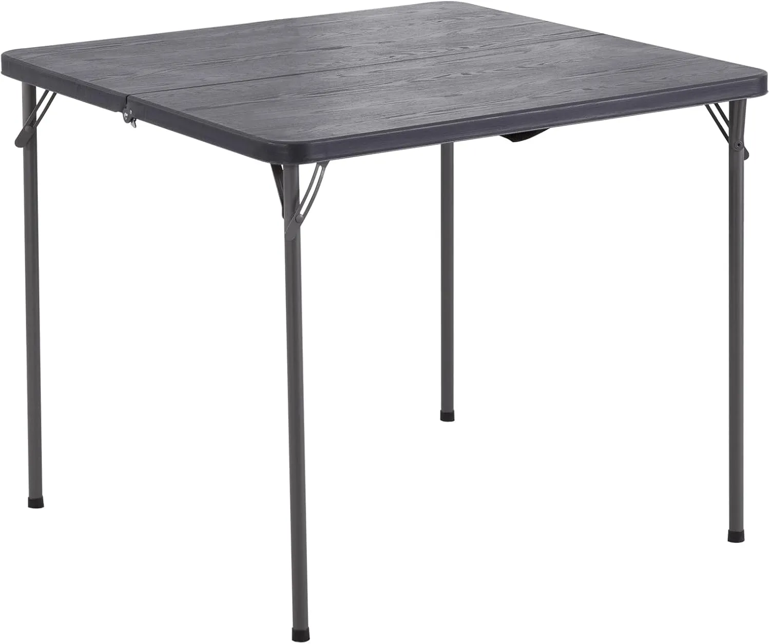 34" Square Folding Card Table, Plastic Folding Tables, Portable Fold Up Table w/Handle, Bearing 330 Lbs, Indoor and Outdoor Bi-Folding Table for Picnic, Party, Camping, Grey Woodgrain