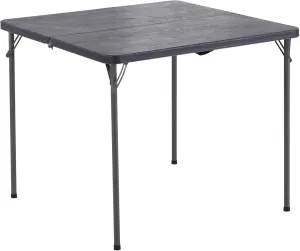 34" Square Folding Card Table, Plastic Folding Tables, Portable Fold Up Table w/Handle, Bearing 330 Lbs, Indoor and Outdoor Bi-Folding Table for Picnic, Party, Camping, Grey Woodgrain