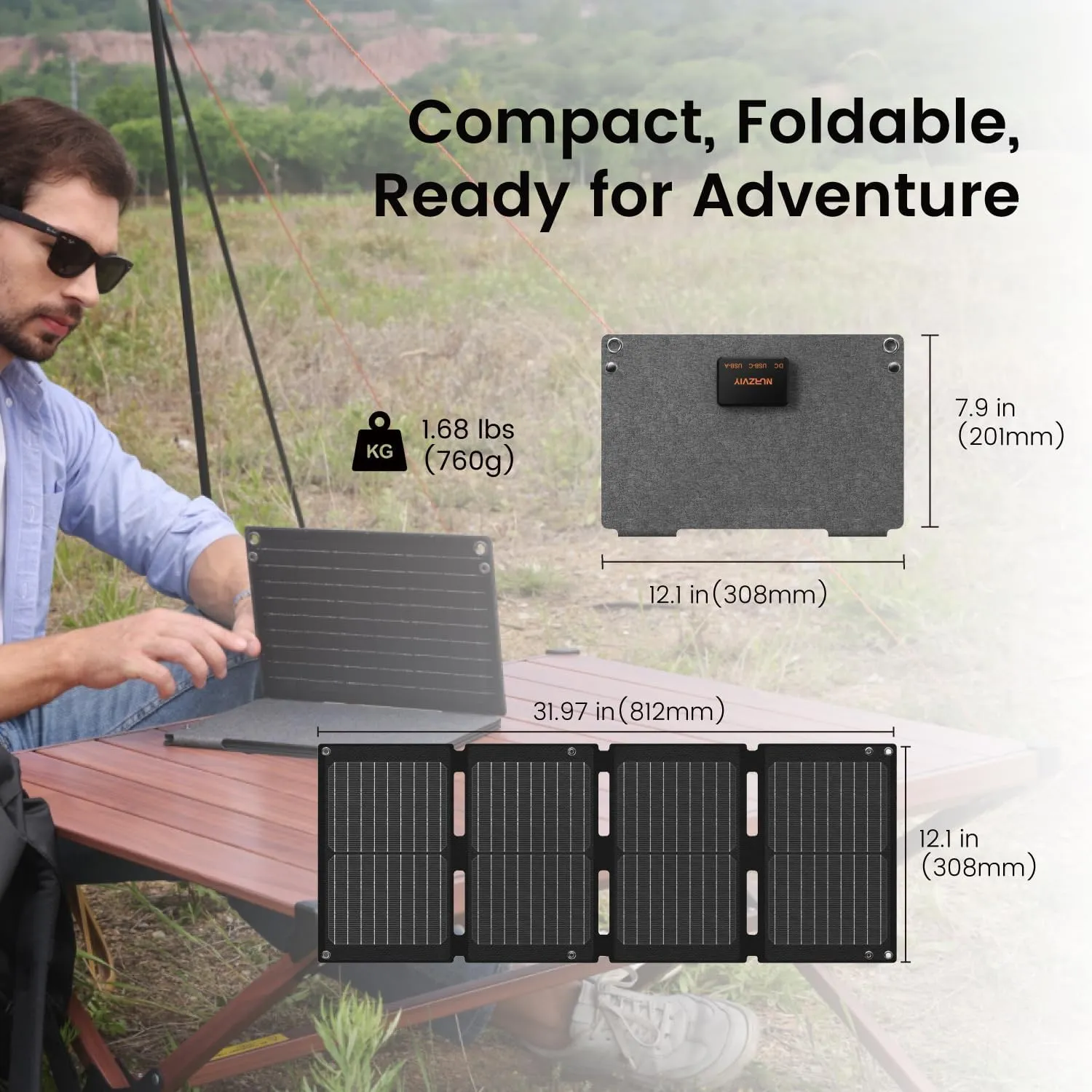 34W Foldable Portable Solar Charger, Backpacking Solar Panel IP67 Water and Dust Resistance, PD3.0 QC3.0 Ultra-Fast Charging for Outdoor Camping Hiking