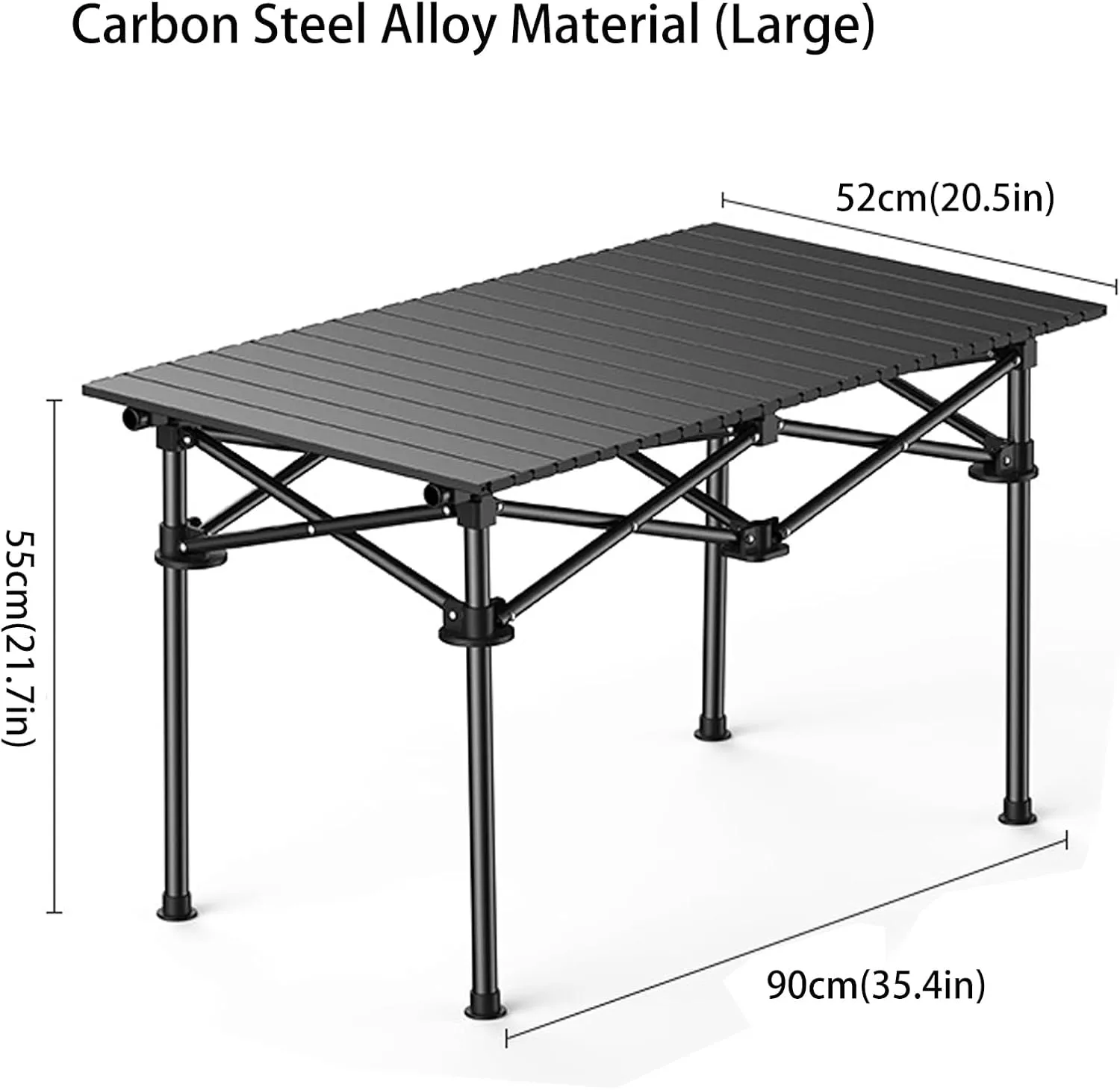 4-6 People Camping Table, Roll-Up Lightweight Picnic Table with Large Aluminum Tabletop & Carrying Bag, Portable Outdoor Folding Table for Hiking, Backpacking & Fishing(Carbon Steel Yellow,L