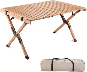 4-6 People Camping Table, Roll-Up Lightweight Picnic Table with Large Aluminum Tabletop & Carrying Bag, Portable Outdoor Folding Table for Hiking, Backpacking & Fishing(Carbon Steel Yellow,L