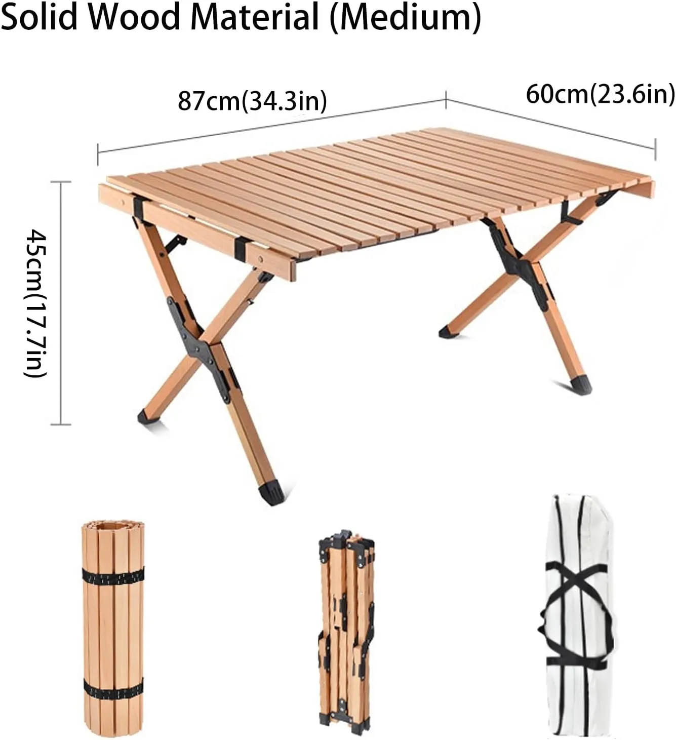 4-6 People Camping Table, Roll-Up Lightweight Picnic Table with Large Aluminum Tabletop & Carrying Bag, Portable Outdoor Folding Table for Hiking, Backpacking & Fishing(Carbon Steel Yellow,L