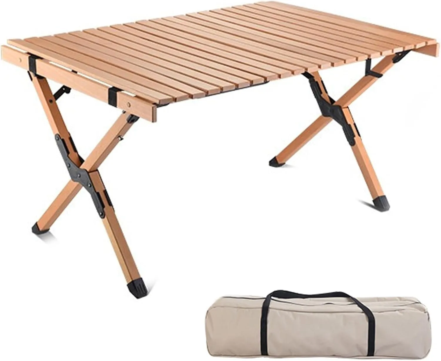 4-6 People Camping Table, Roll-Up Lightweight Picnic Table with Large Aluminum Tabletop & Carrying Bag, Portable Outdoor Folding Table for Hiking, Backpacking & Fishing(Carbon Steel Yellow,L