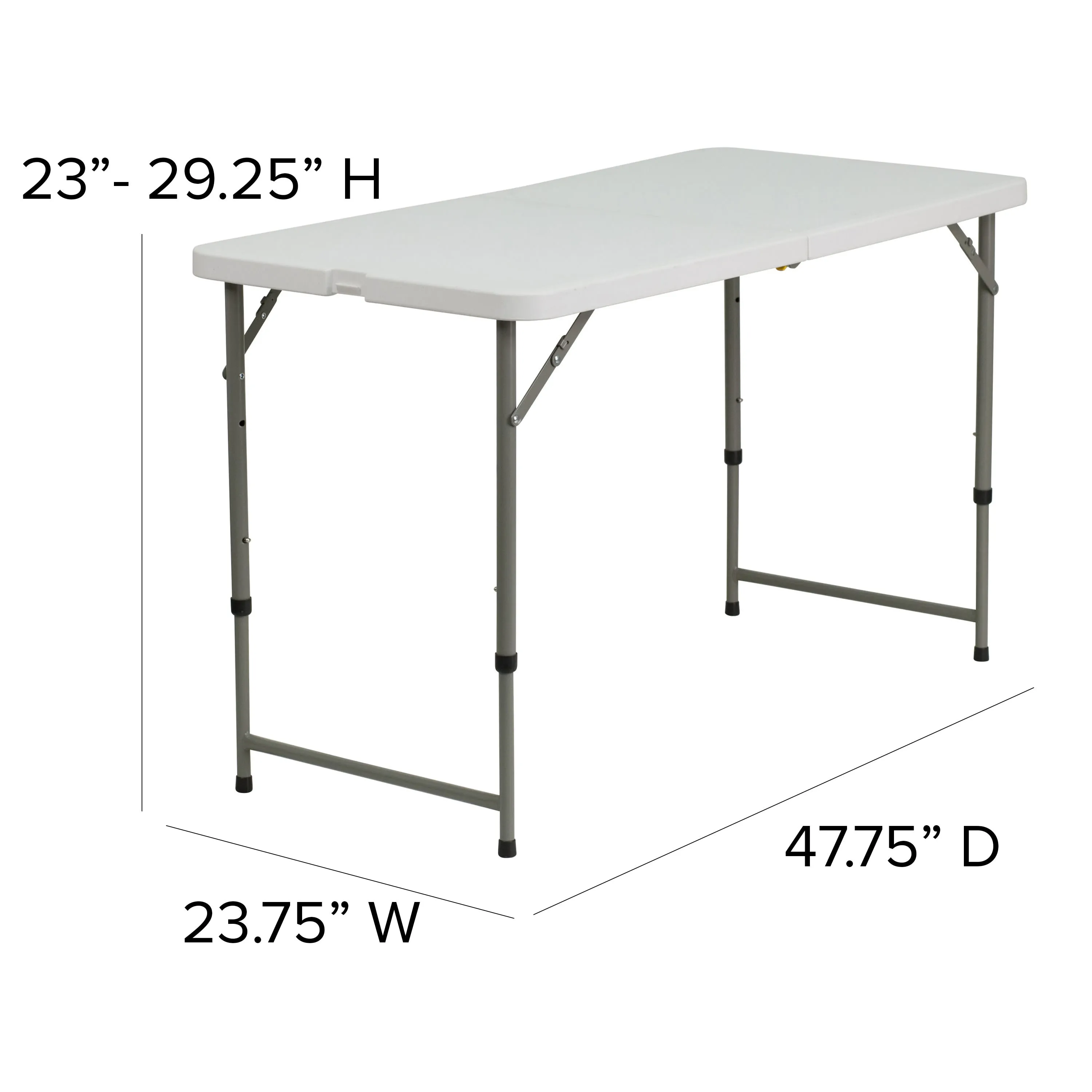 4-Foot Height Adjustable Bi-Fold Plastic Folding Table