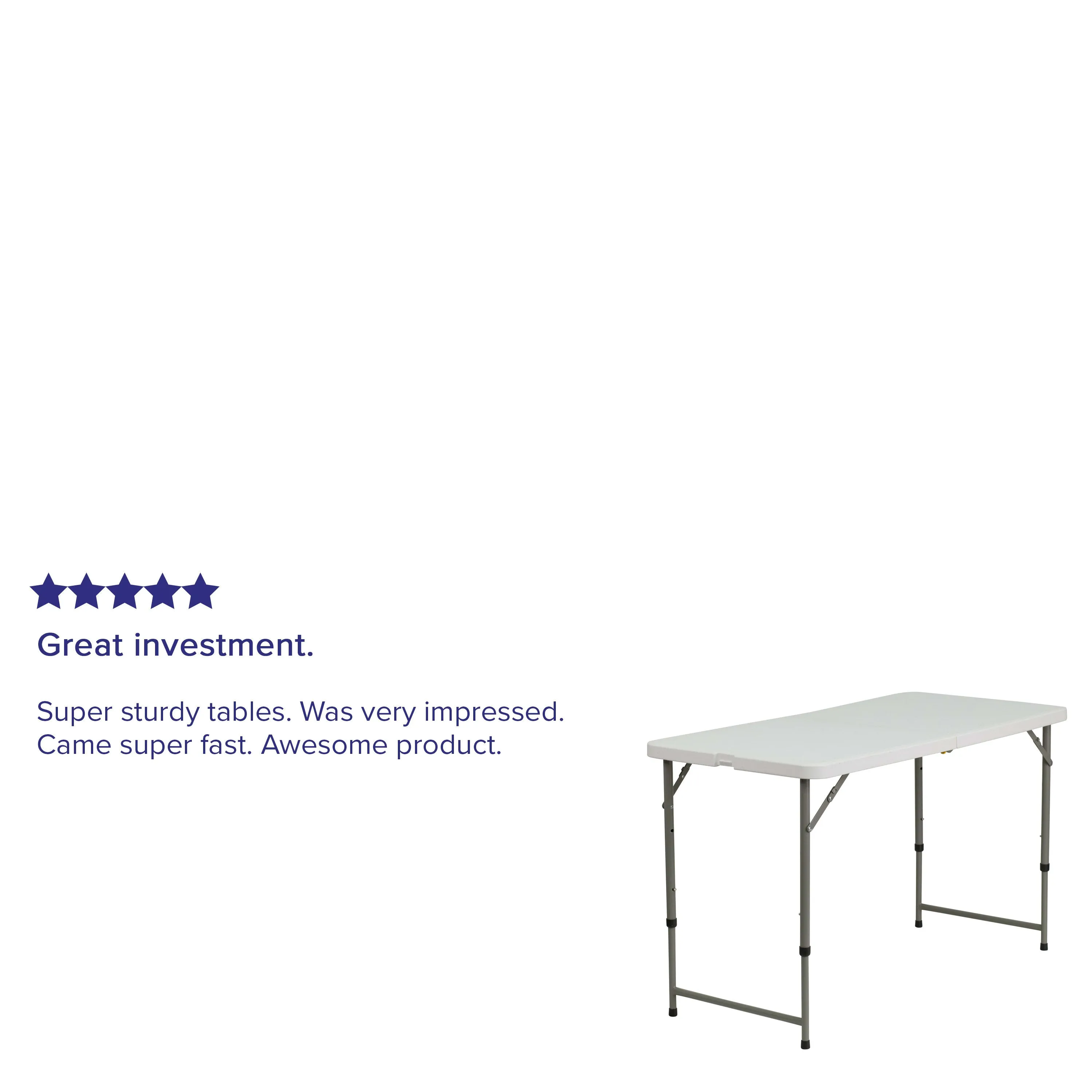 4-Foot Height Adjustable Bi-Fold Plastic Folding Table