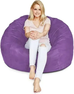 4 Ft Purple Color Giant Bean Bag Chair with Filler Included | Comfortable, Ultra-Soft & Long-Lasting, Durable Double Stitching Removable Zipper Closure Cover