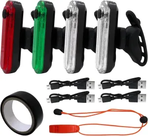 4 LED Navigation Lights Kit for Boat Kayak, Stern Ligths Battery Operated, Marine Safety Lights, 2 Navigation Lights, 2 Stern Lights, 4 USB Charging Cable, Safety Whistle and Waterproof Tape