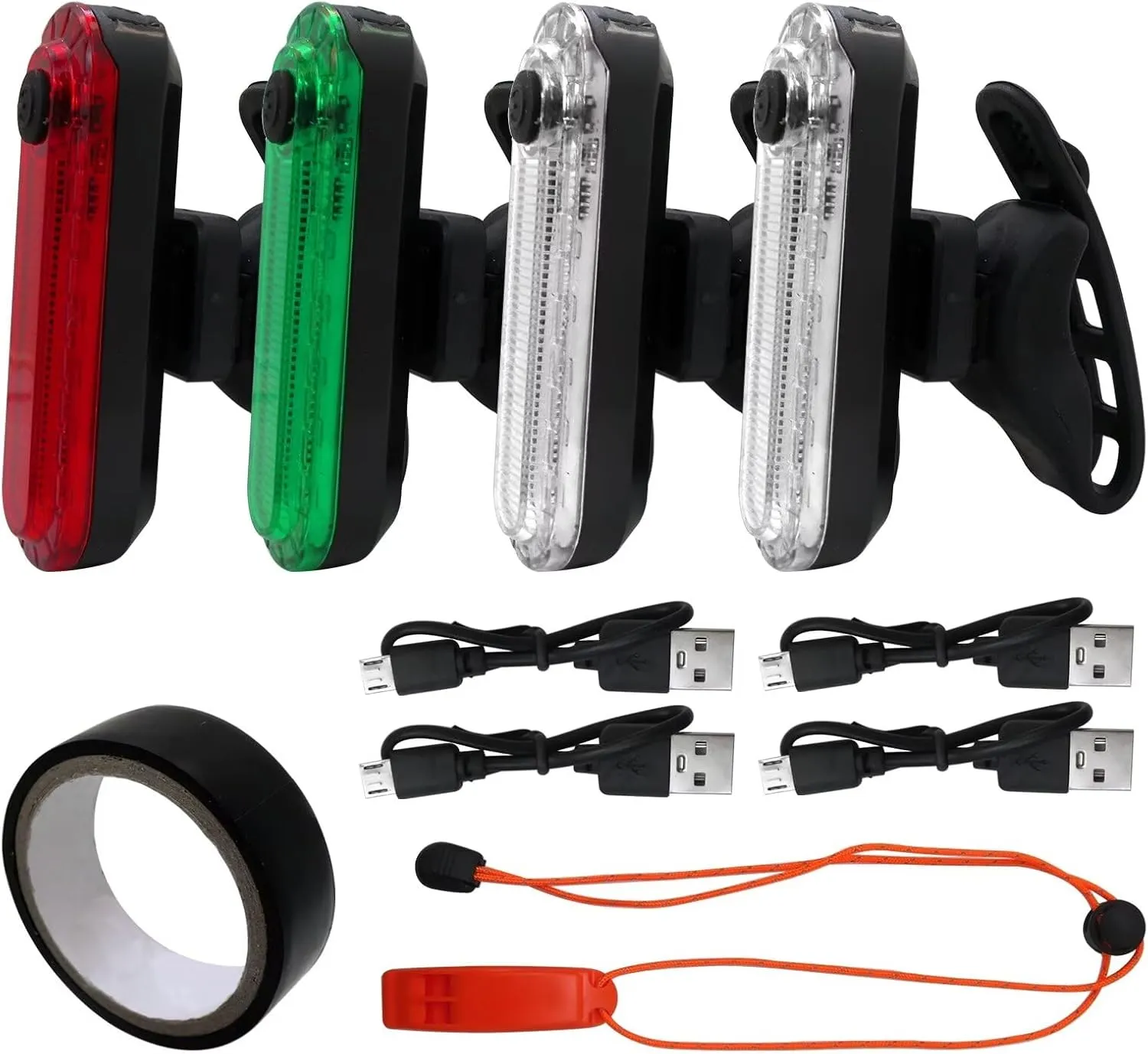4 LED Navigation Lights Kit for Boat Kayak, Stern Ligths Battery Operated, Marine Safety Lights, 2 Navigation Lights, 2 Stern Lights, 4 USB Charging Cable, Safety Whistle and Waterproof Tape