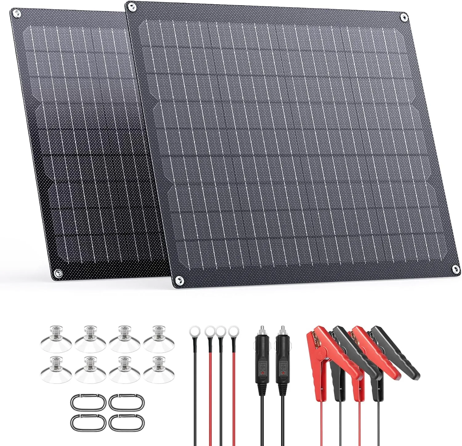 40W 12V Solar Battery Charger,2 PCS 20W Solar Battery Maintainer with Built-in Intelligent Charge Controller,IP68 Waterproof Trickle Charger for Car Boat Marine RV Trailer