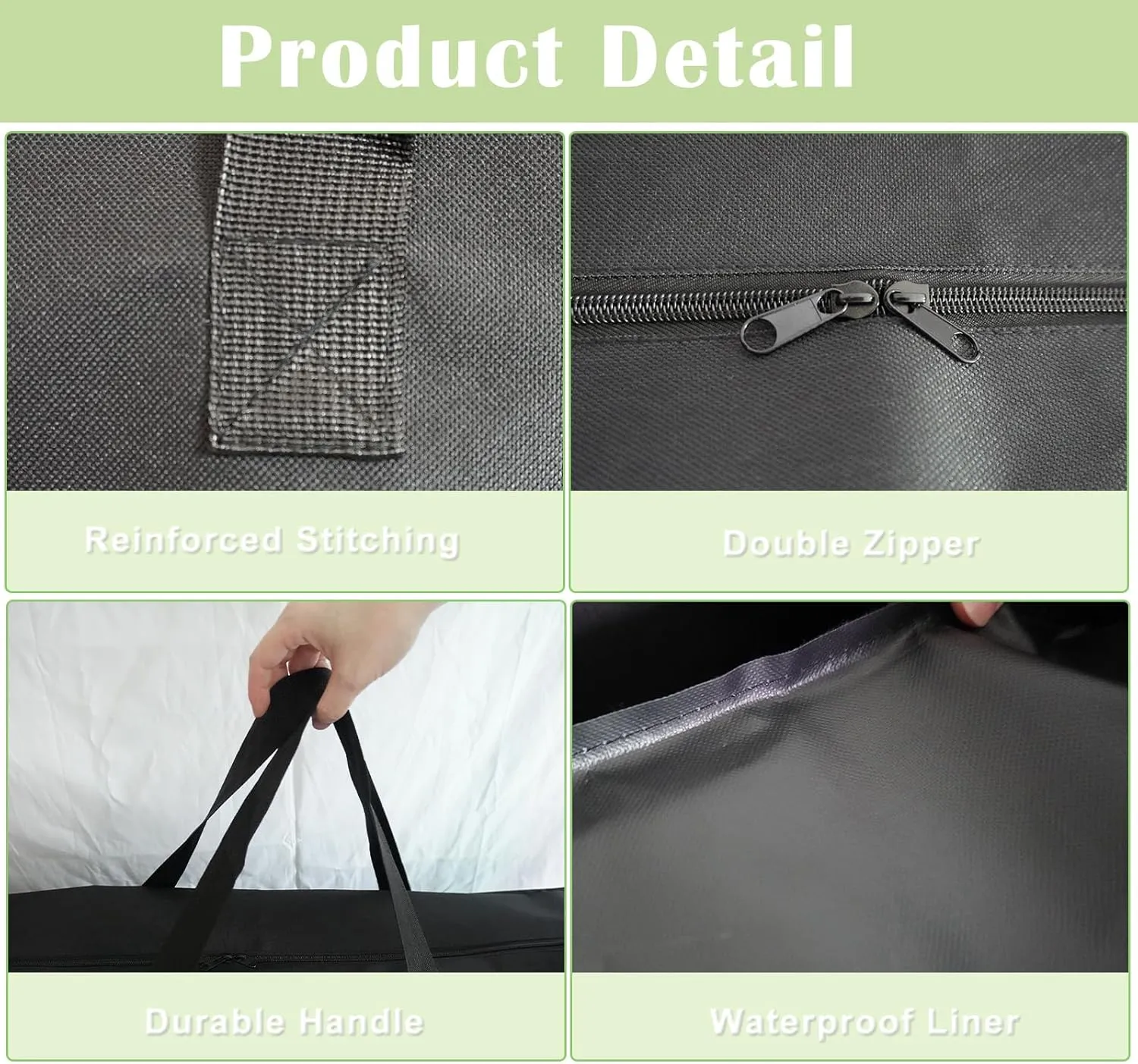4/6/ 8 Foot Folding Table Storage Bag, Waterproof Heavy Duty Large Carrying Bag for Folding Tables, Picnic/Camp Tables Cover with Durable Zipper & Shoulder Strap, 31" D X 49" W X4.7 H, Black