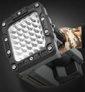 48000mAh Solar Tactical Spotlight,30 LED 100,000-Hour Super Bright Flashlight,Dual USB Phone Charger & 6 Modes,Hands-Free Shoulder Strap with Solar Storage Case (W5235-1)
