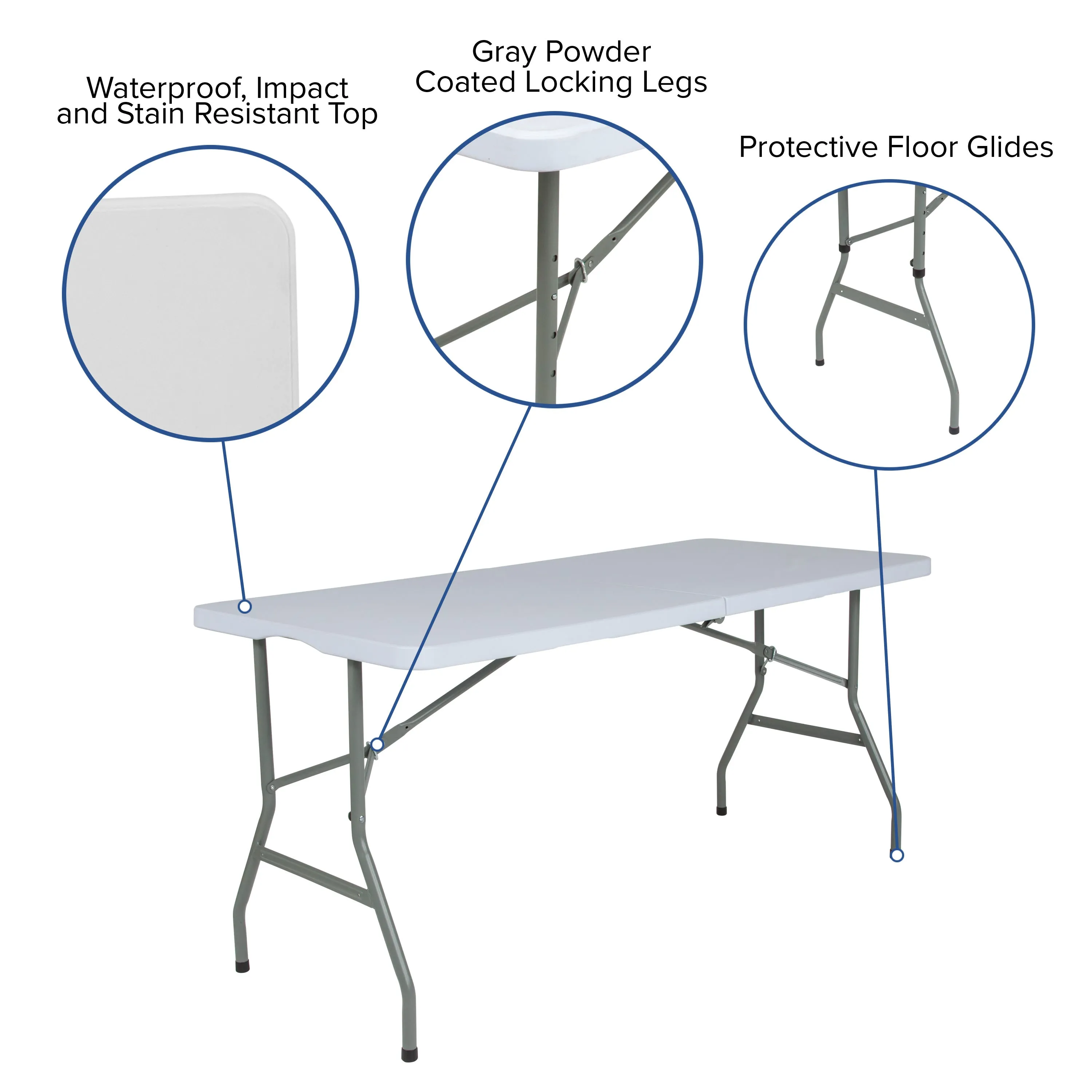 4.97-Foot Bi-Fold Plastic Folding Table