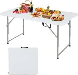 4FT Folding Table, Picnic Camping Table, Foldable Outdoor Table for Picnic, Party, Camping(47 * 29)-White