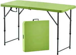 4FT Folding Table, Portable Dining Table For Picnic, Heavy Duty Trestle Table, Lightweight Card Table for Indoor Outdoor Camping Patio Backyard Party, Easy to Transport with Carry Handle ( Color : Gre
