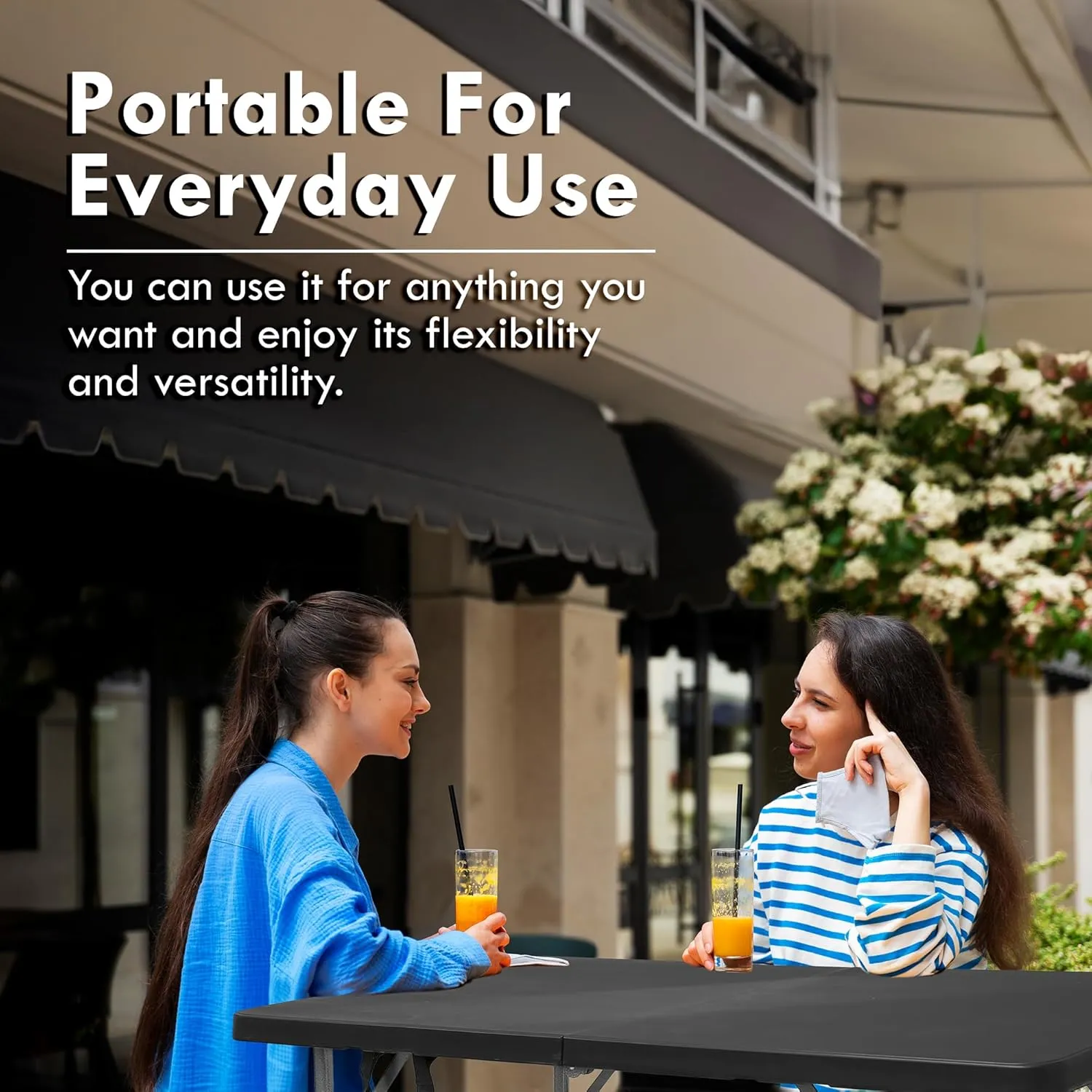 4ft Folding Table, Sturdy Outdoor Folding Table, Perfect for Camping Picnics Parties Durable Foldable Table with Easy Setup Ideal Portable Folding Tables for Indoor & Outdoor Use