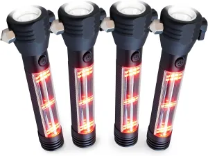 4Patriots HaloXT Emergency Solar Tactical Flashlight: Multi-Functional with Power Bank - 4 Pack