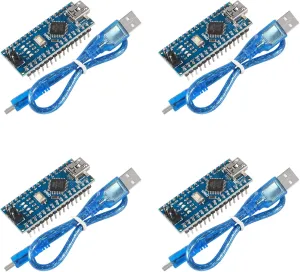 4PCS Dorhea for Nano V3.0 ATMEGA328P Module CH340C Chip 5V 16MHz Mini USB Micro-Controller Board with USB Cable