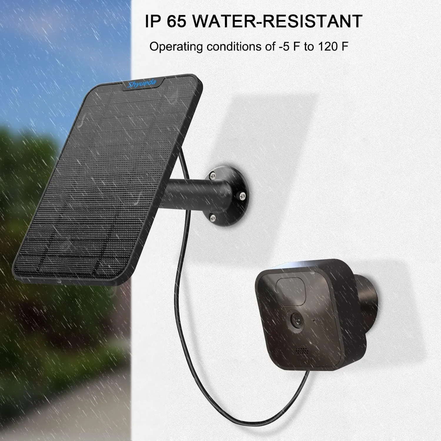 4W Solar Panel Charging Compatible with Blink Outdoor(3rd Gen) /xt xt2 Camera, with 13.1ft Waterproof Charging Cable, IP65 Weatherproof,Includes Secure Wall Mount(3-Pack)