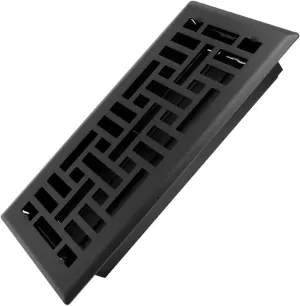 4x10 Inches Heavy Duty Walkable Floor Register Easy Adjust Air Supply Lever Floor Vents - Seattle Design - Vent Cover for Home Floor - Matte Black